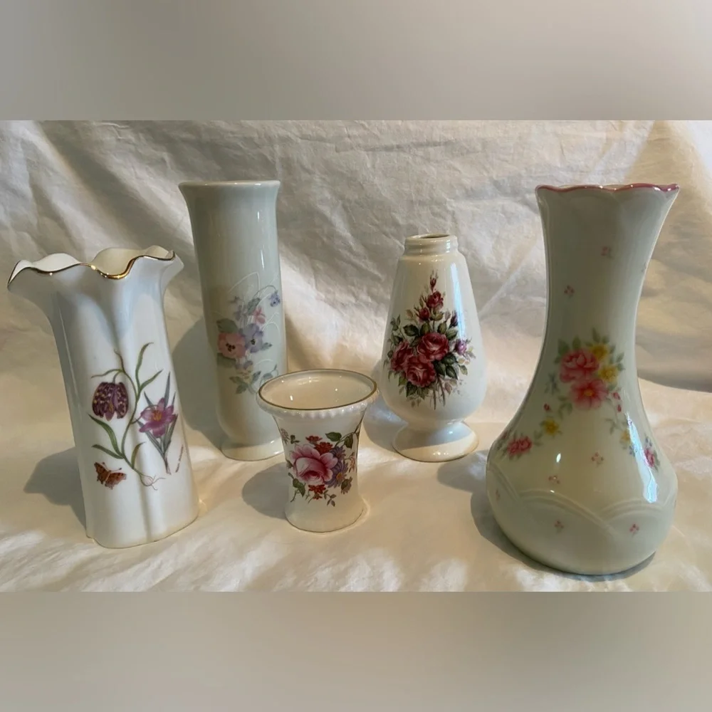 Five Vintage Floral Vases Bundle, Perfect Gifts, Just Ask To Be Split Please